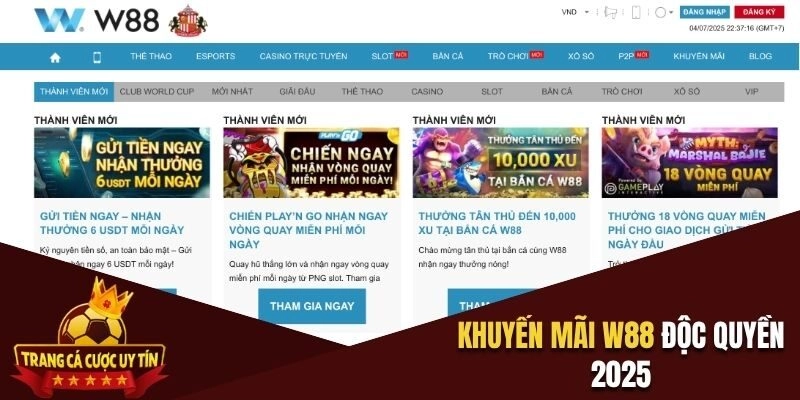 Khuyến Mãi W88 – Top 5 Chương Trình Ưu Đãi Độc Quyền 2025